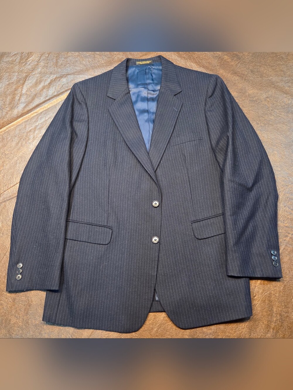 Vintage Pinstripe 100% Wool Button Down Jacket